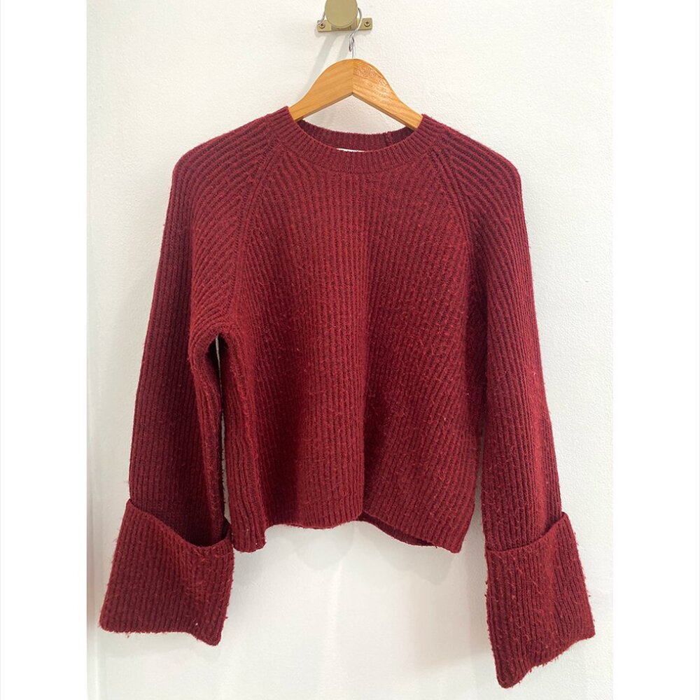 🍷 Joe’s Jeans Collection “Bordeaux” Knit Oversized, Cropped Sweater – XS/S